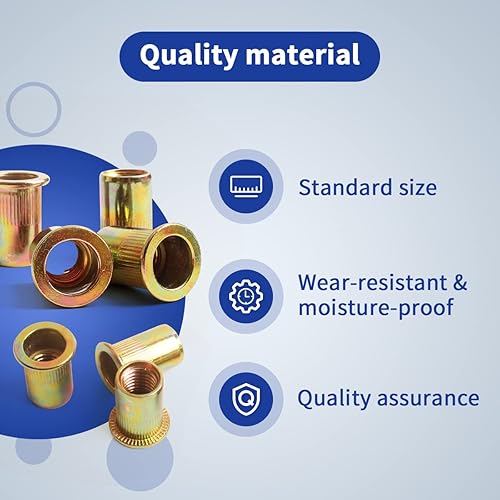 Miniatura 6 de Juego de tuercas remachables de acero al carbono, 140 piezas, cabeza plana, 6 tamaños M3, M4, M5, M6, M8, M10