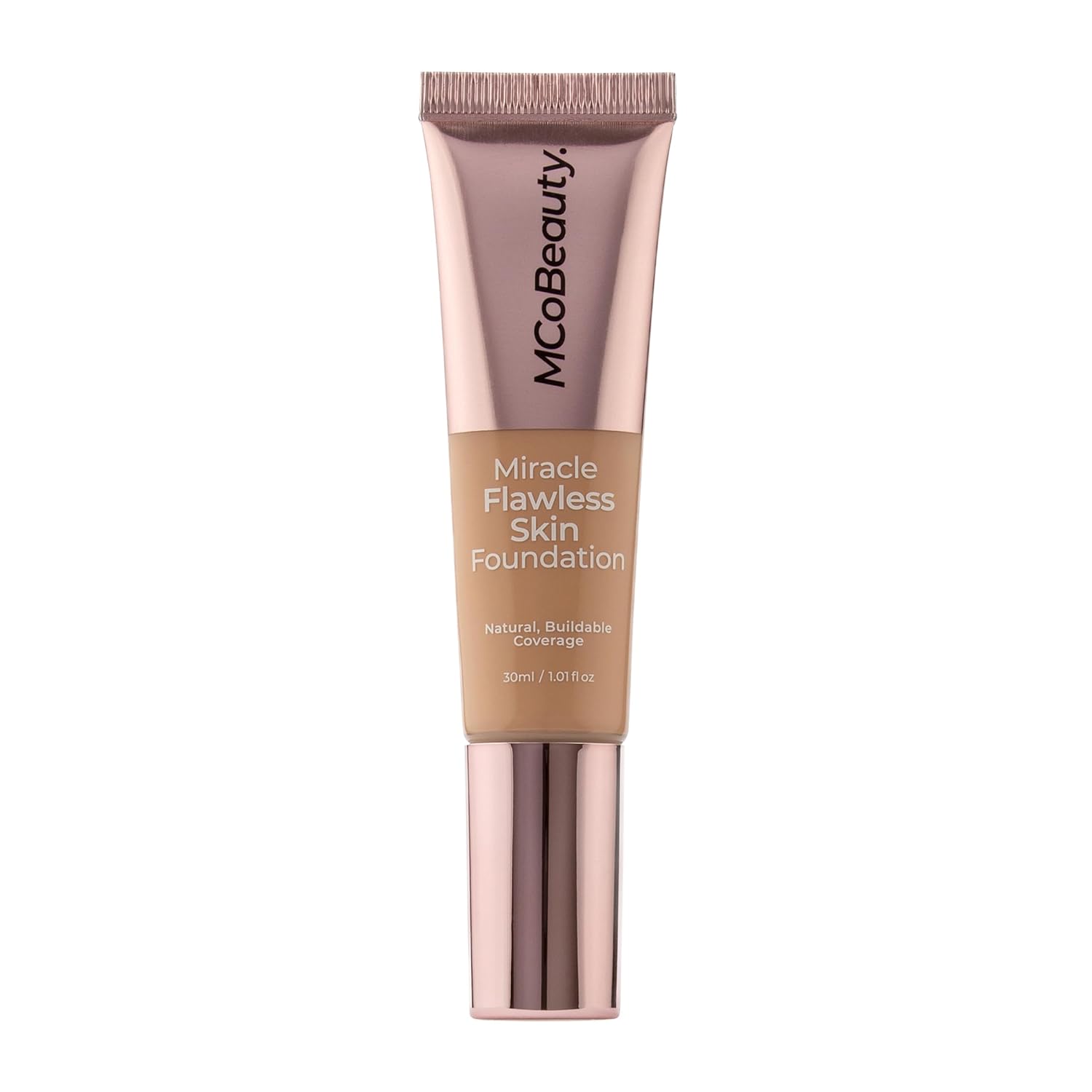 MCoBeauty Miracle Flawless Skin Foundation, 4 Nude Beige, Natural, Buildable Coverage for All-Day Wear, Vegan, Cruelty Free Cosmetics Tan