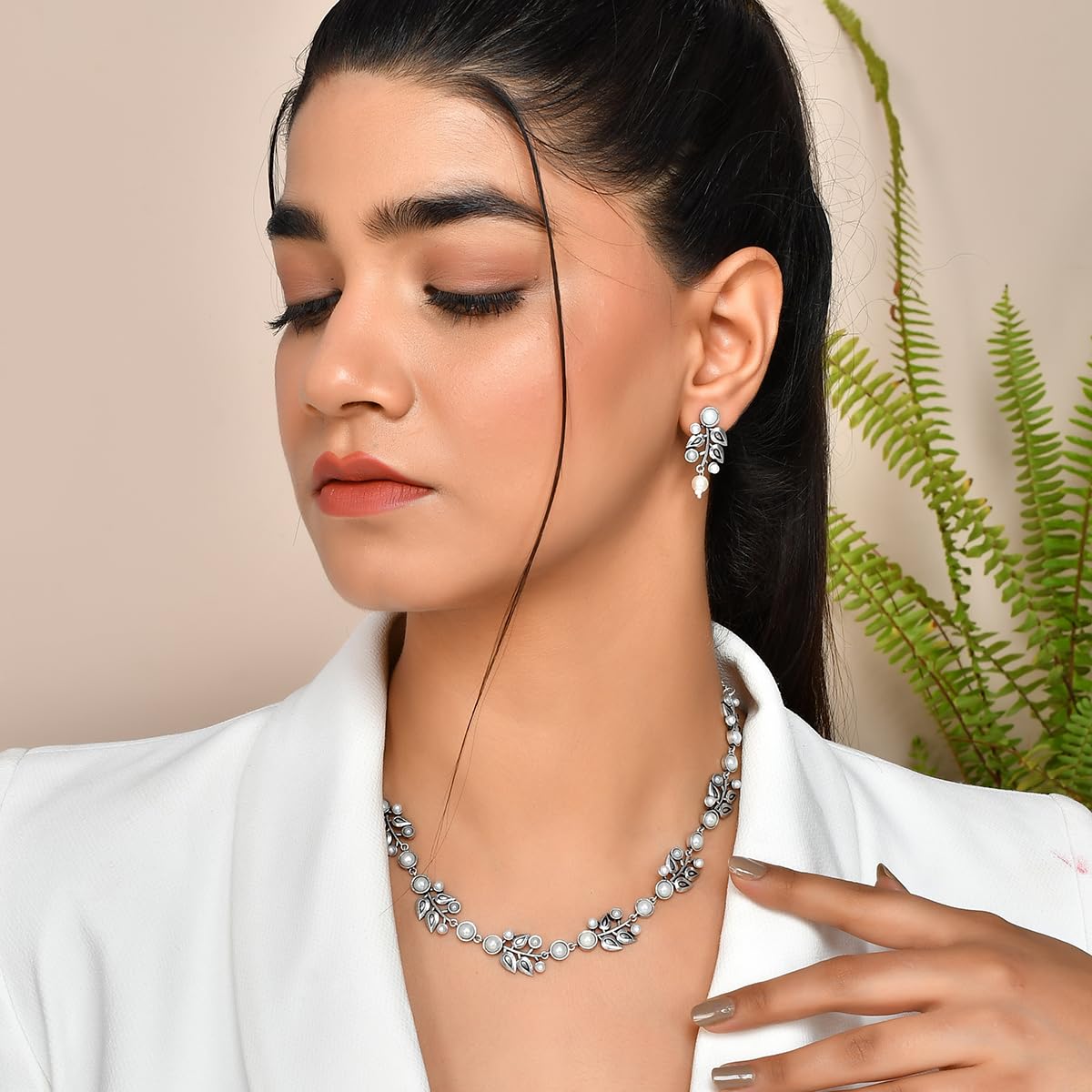 Fresh Fern Blossom Necklace Set
