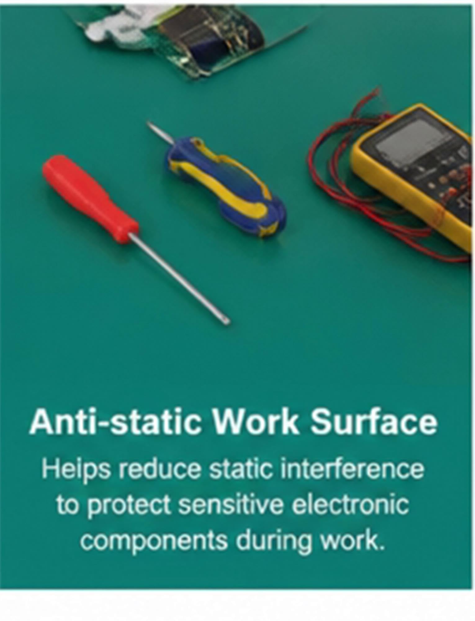 Banco de trabajo antiestático resistente con parte superior de goma, mesa de estación de trabajo ESD para montaje y reparación electrónica segura, diseño industrial duradero, 121,9 x 61 cm