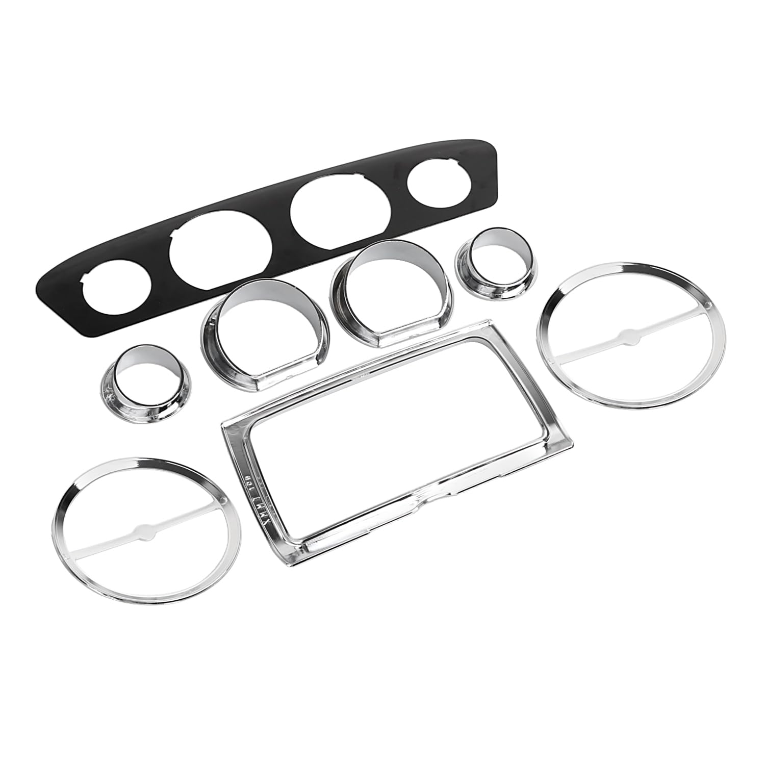 XMMT Black Mounting Plate w/Chrome Inner Fairing Gauge Bezel Trims Center Stereo Accent Speaker Trim For Harley Electra Glide Street Glide Tri Glide Ultra Limited 2014-2023