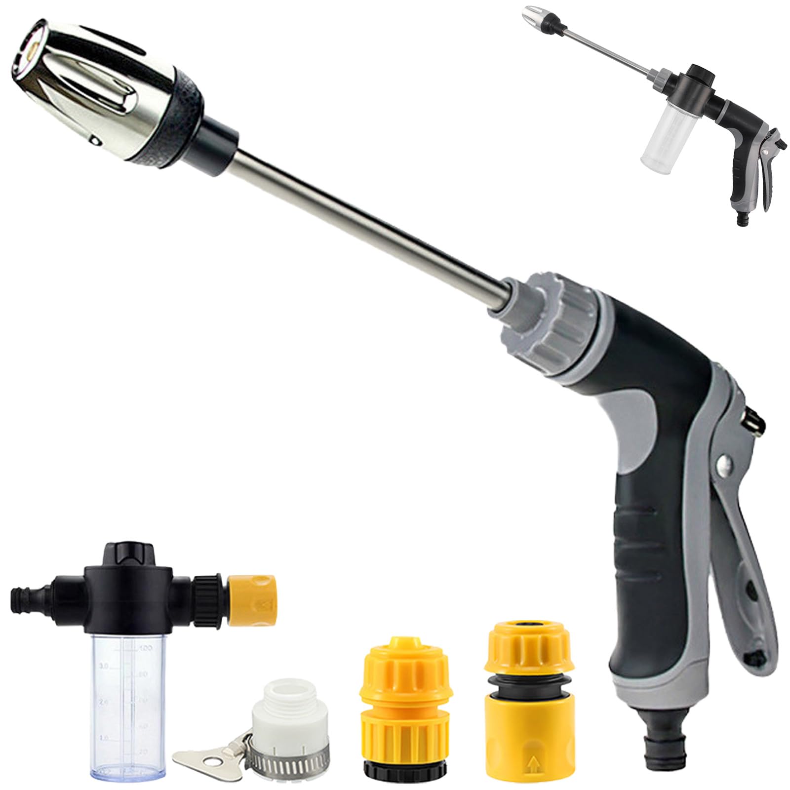 Pressure Washer - 15x More Powerful Than Hoses, Universal High Pressure Spray Nozzle with 3 Modes, Durable Stainless Steel Power Washer for Patio, Driveway, Car Wash (Style A)