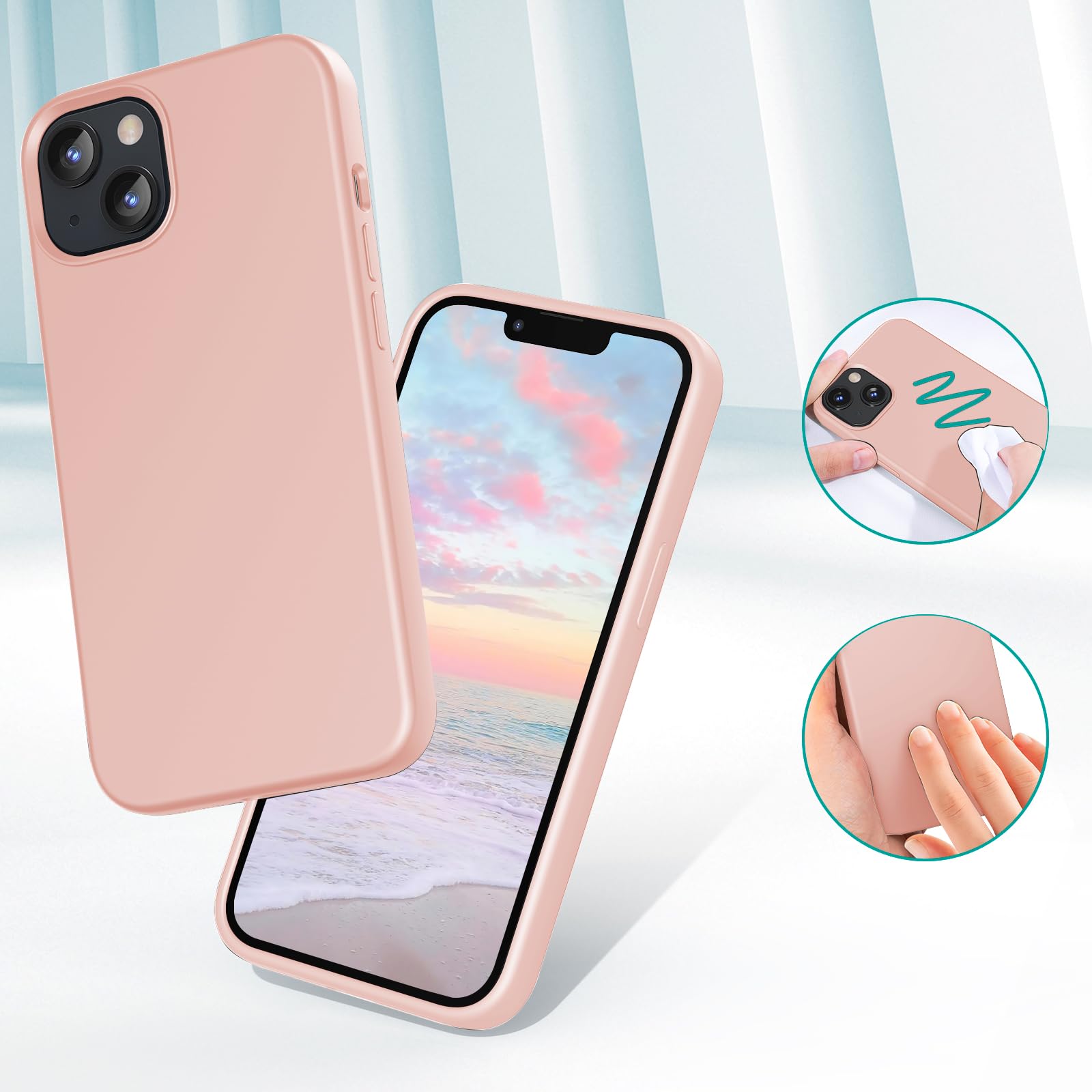 TIIXXE Silicone Case Compatible with iPhone 13 case Soft Ultra Slim Protective Shockproof Liquid Silicone Phone Case,Anti-Scratch Microfiber Lining - Image 4
