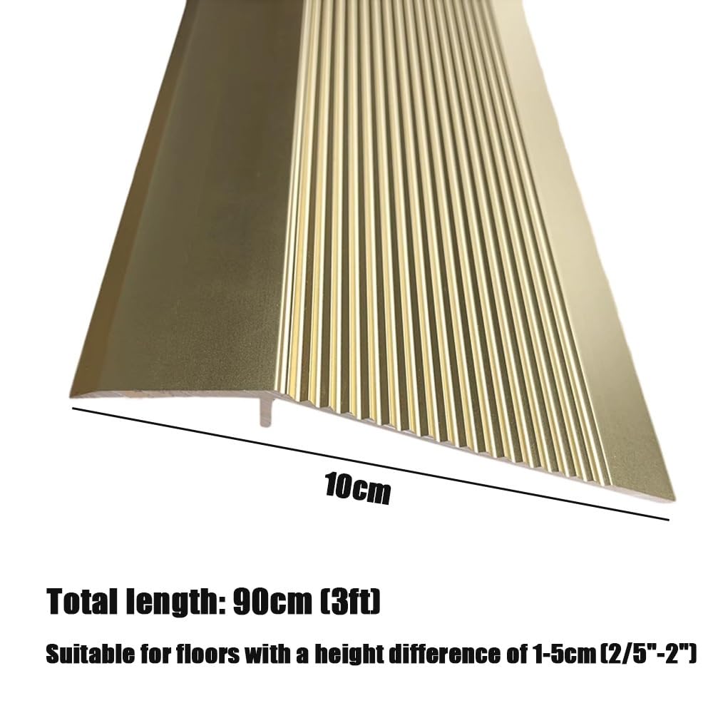 Rampe De Seuil En Aluminium, Bande De Transition Pour Pente 10-50mm, Barre De Seuil De Porte, Profilé De Transition Rattrapage, Sol À Moquette/Bois À Carrelage(Gold,150cm/60in)
