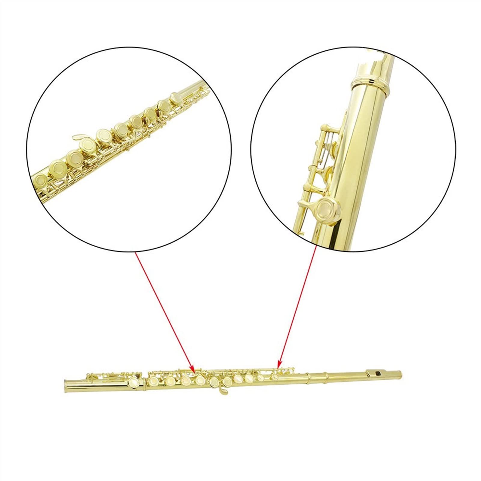 ZUZU 16 Agujeros Abiertos Cerrados C Cruz Transverse Flaute Cupronickel Concierto Instrumento De Flauta con Teclas E Caja De Cuero Accesorios Kit Flauta