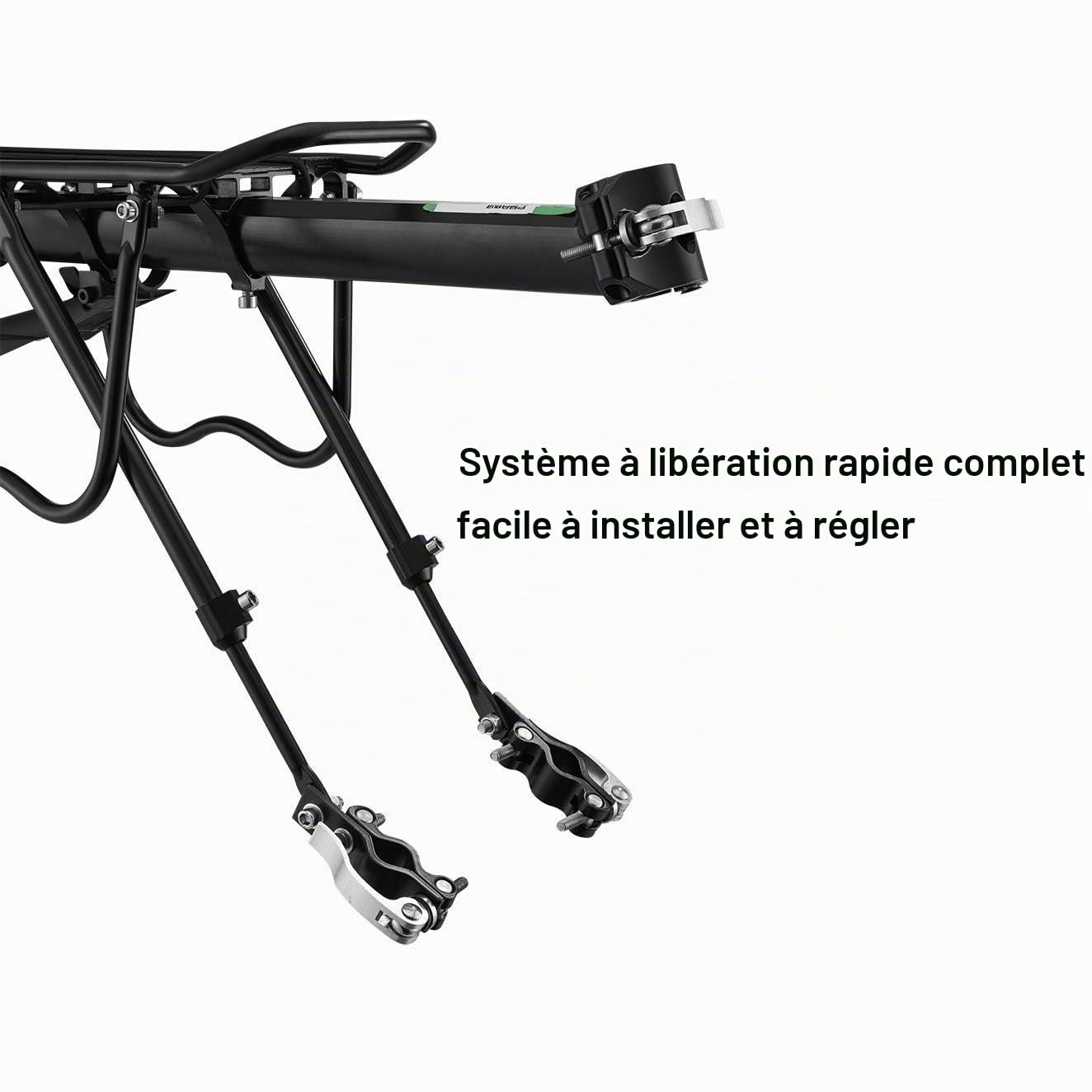 ROCKBROS Porte Bagages Vélo Arrière VTT Fixation Tige de Selle, Transporteur avec Reflecteur et Garde-Boue, Universel Installation Rapide Noir