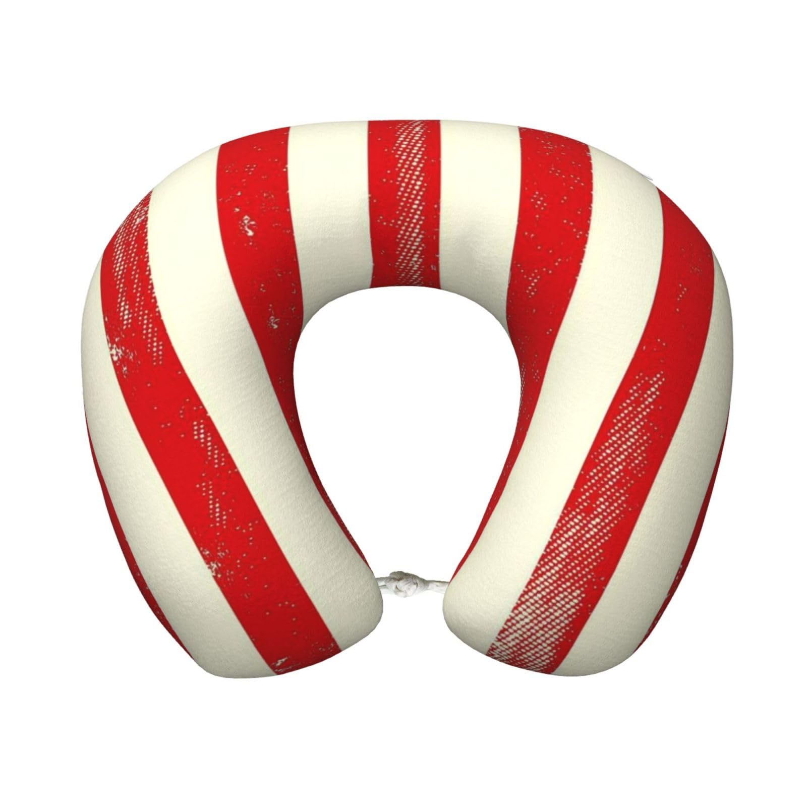 peiyeety America Flags Print Travel Pillow Memory Foam, Portable Neck Pillow for Airplane, Car and Office