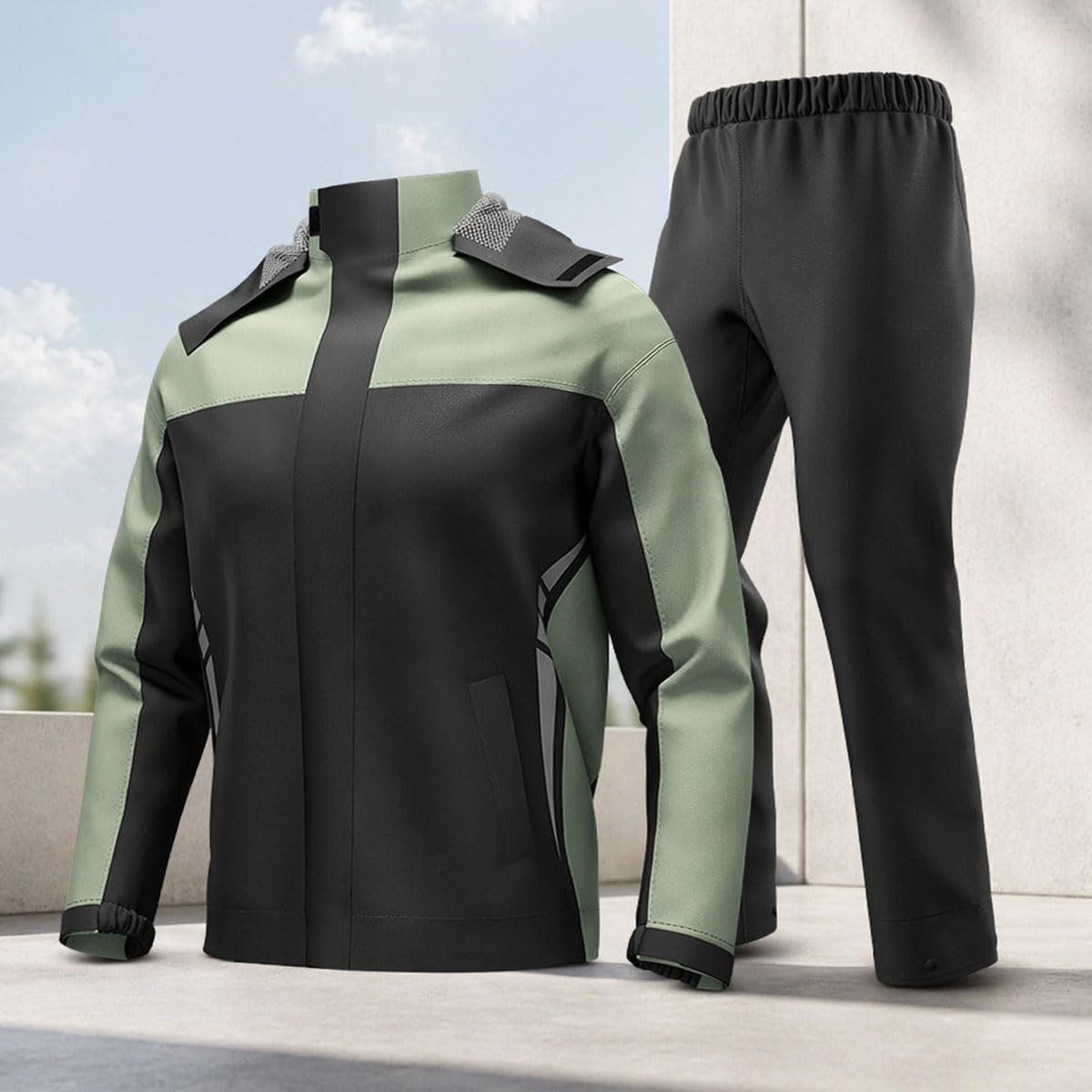 Ultradünner zweiteiliger Motorrad-Regenanzug für Erwachsene – 3-teiliges wasserdichtes Set mit reflektierender Regenjacke, bestehend aus Jacke Hose und praktischer Aufbewahrungsta(Size:3XL,Color:Grau)