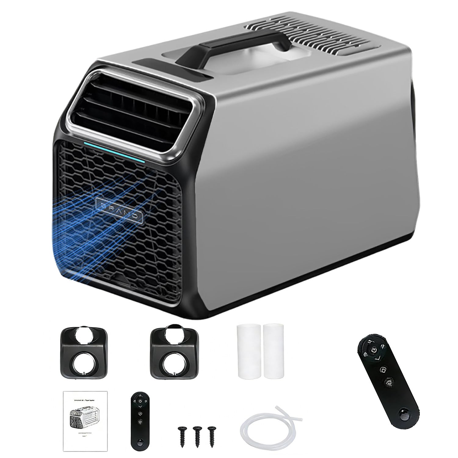 TcmPiyascere Rechargeable Portable Air Conditioner For Camping, Tent & RV - 4-in-1 Cooling, Dehumidifying, Sleep & Timer Modes For Van, Car & Off-Grid Use(Gris)
