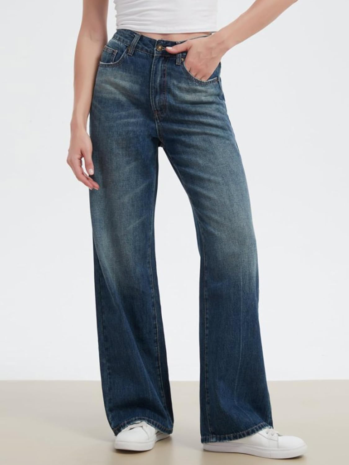 Women’s High Waisted Wide Leg Jeans Stretchy Straight Leg Denim Pants Trendy Baggy Jeans for Women - Image 5