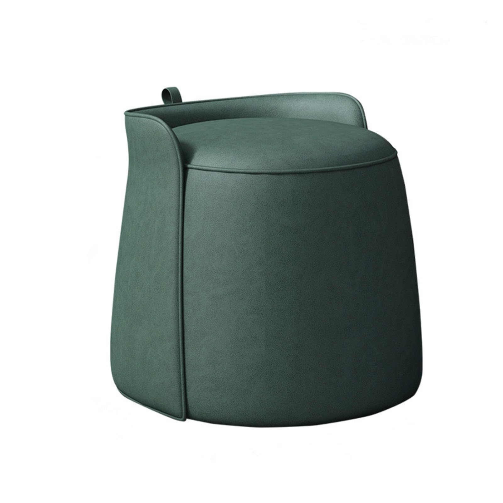 Modern Dresser Makeup Ottoman Stool, Leather Dresser Chair, Round Footstool, Extra Seating for Living Room/Bedroom/Entryway