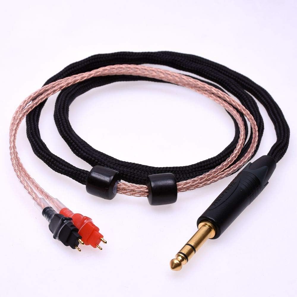 Black Sleeve 16 Cores 5N Pcocc HiFi Cable for SENNHEISER HD580 HD600 HD650 Headphone Upgrade Cable Extension Cord (2.5meter(8feet), PCOCC Copper Cable)