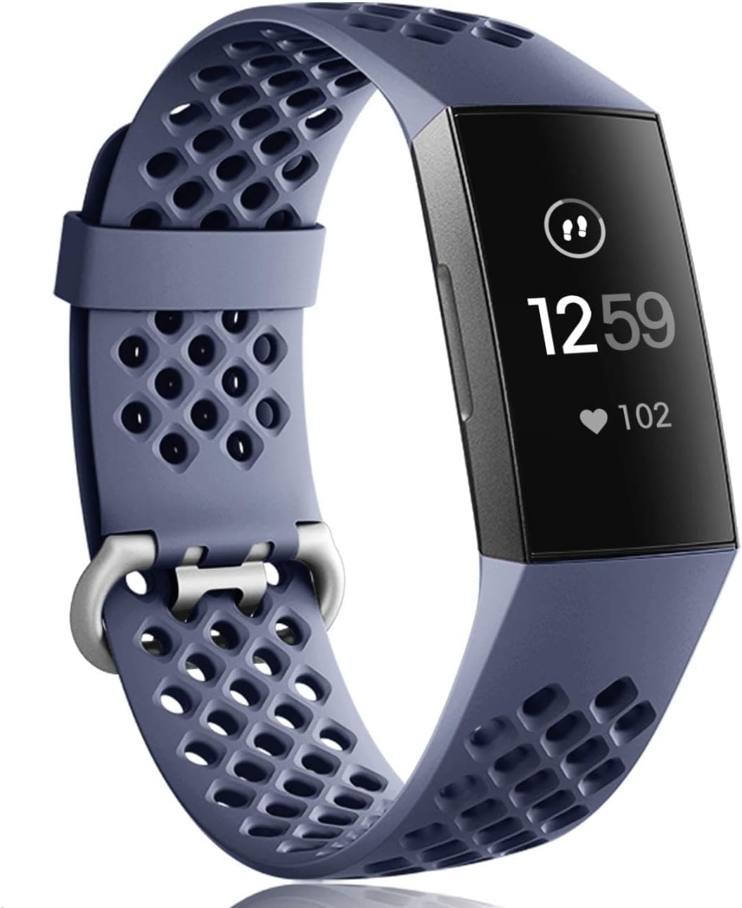 Wepro Bands Compatible with Fitbit Charge 4 Bands for Women Men, Compatible with Fitbit Charge 3 Bands, Compatible with Fitbit Charge 3 SE, Waterproof Breathable Holes Sport Strap, Small, Blue Gray
