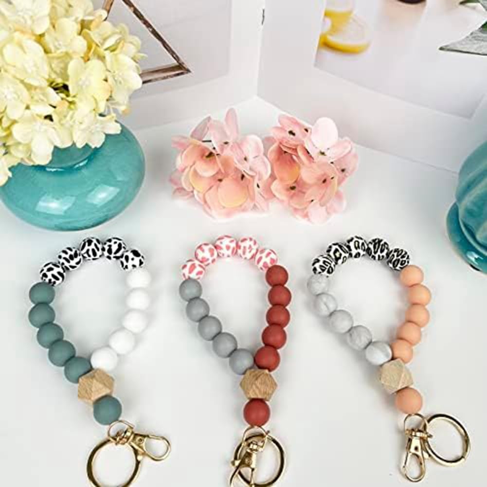 Swiixxer Kit De 100 Perles En Silicone De 15 Mm Pour La Fabrication De Porte -Clés, Pour Lanières De Bracelet Avec Porte-Clés Et Pompons