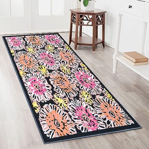 Tapis de cuisine devant évier long tapis patchwork rose de 100x410cm - 2