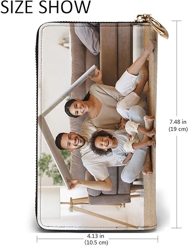 Miniatura 5 de Billetera de cuero personalizada para hombres, carteras con fotos personalizadas con cremallera, billetera larga para tarjetas de crédito, regalo de