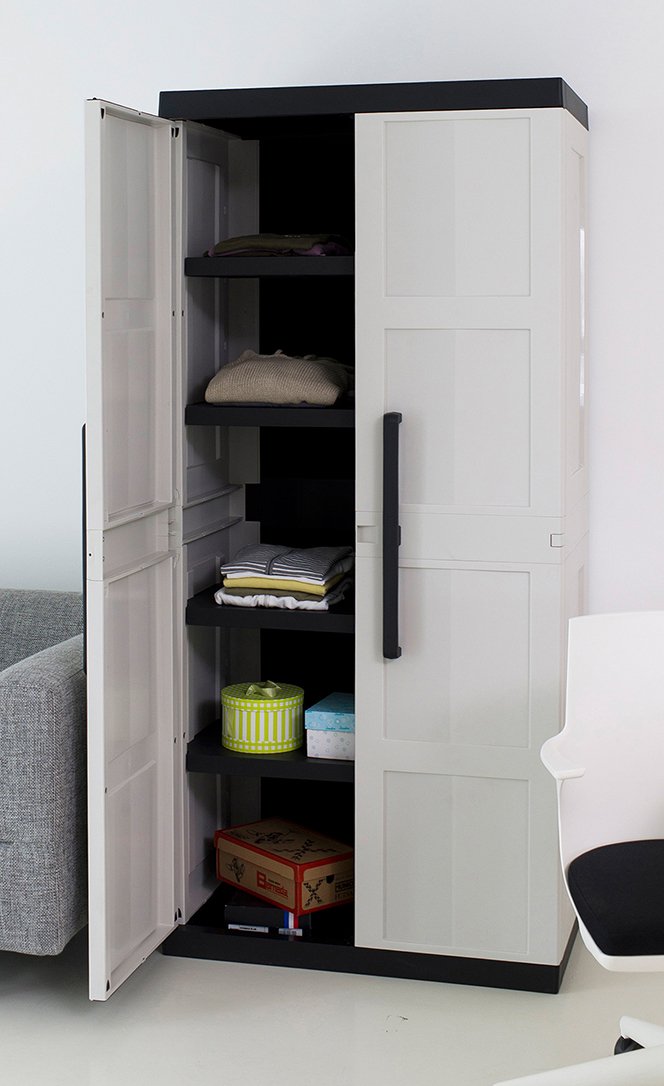 TOOMAX 188 x 90 x 54 cm Comfort Line bardzo duża jednostka do przechowywania z 2 drzwiami/4 regulowanymi półkami - szary/czarny