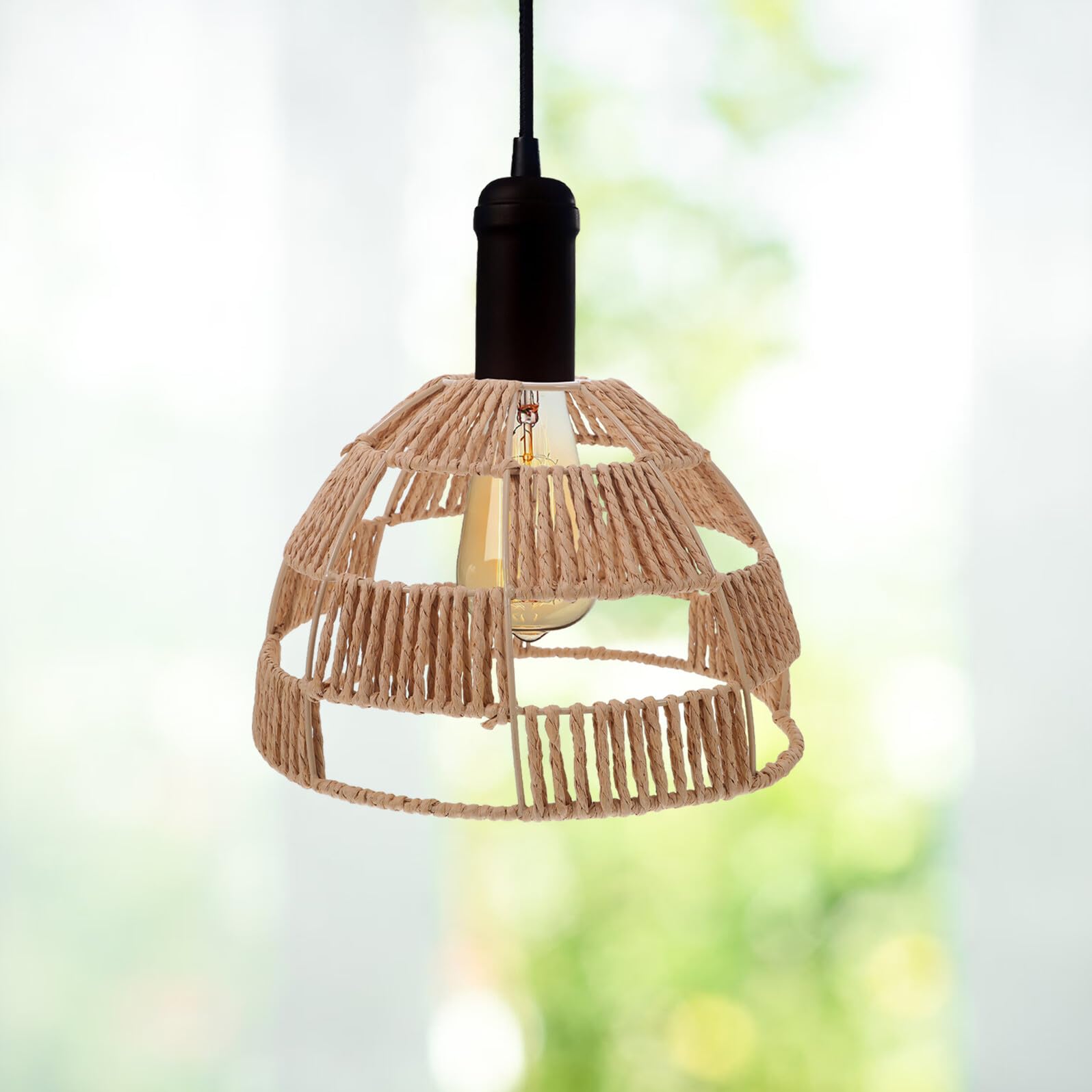 Paralume in Carta Intrecciata Design Boho per Lampada da Tavolo da Terra, Diffusore Luce Calda per Sala da Pranzo o Camera
