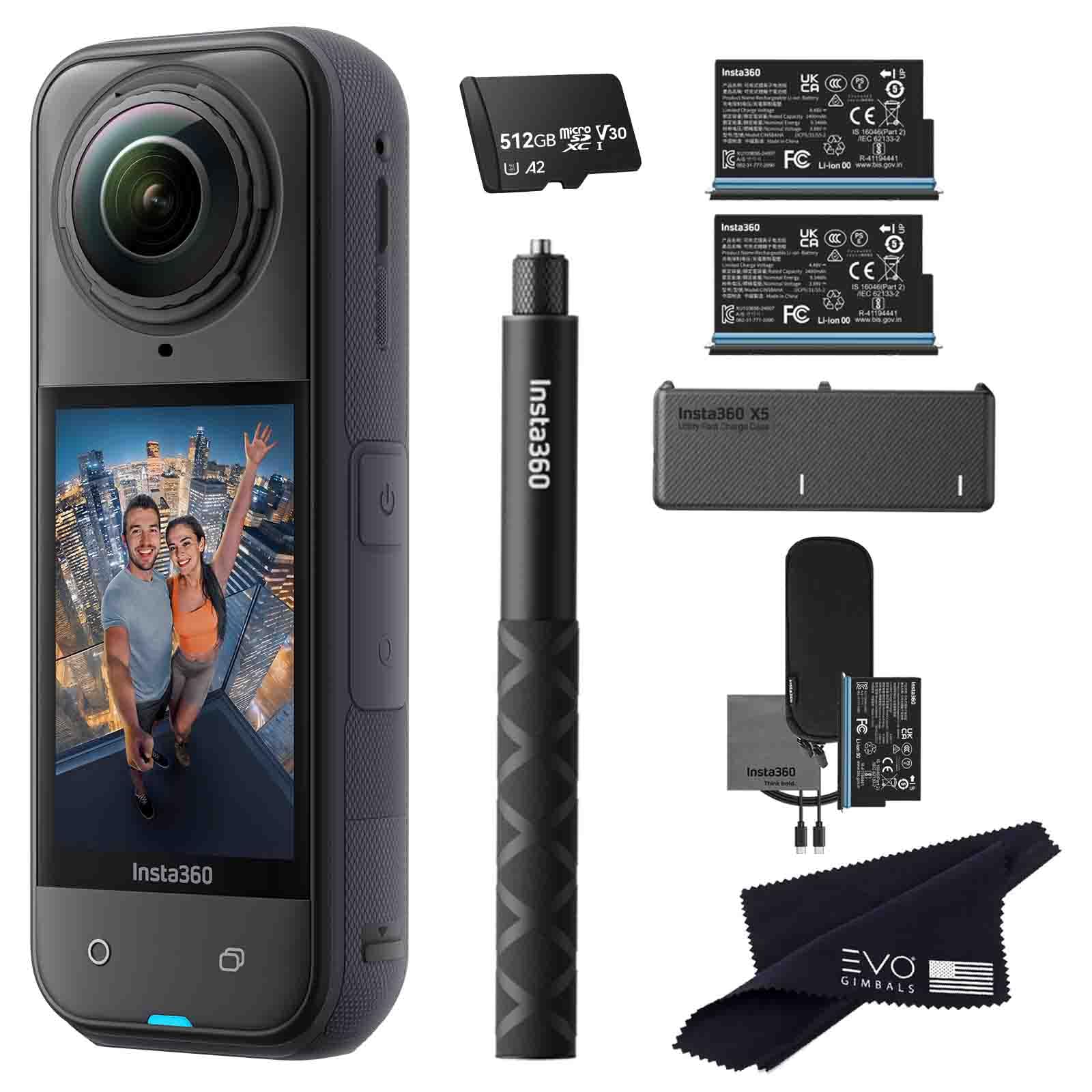 Insta360 X5 Battery Bundle- Waterproof 8K 360 Action Camera with 1/1.28" Sensors, 8K 360 HDR Video, 72MP Photo |Bundle Includes Extra 2 Batteries, Fast Charger, Invisible Selfie Stick, Lens Cap(512GB)-image-18