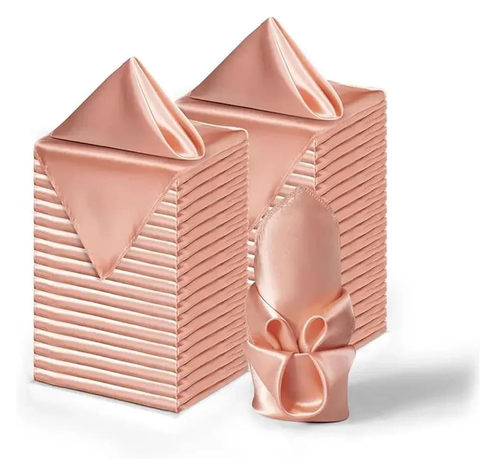 Cotton Table Napkins, Satin Table Napkins 30x30cm 12pk Multicolor for Wedding Birthday Party(12pcs Champagne Pink)