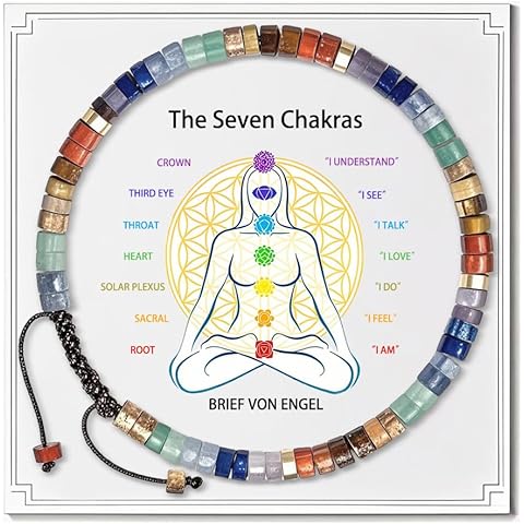 Chakra Bracelets for Women, Healing Crystals Stones Bracelet, 7 Chakras Spiritual C...