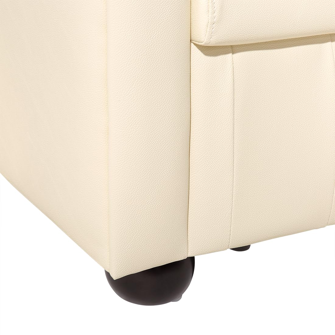 Beliani Klassisches Sofa mit Sessel Echtleder Hellbeige Chesterfield