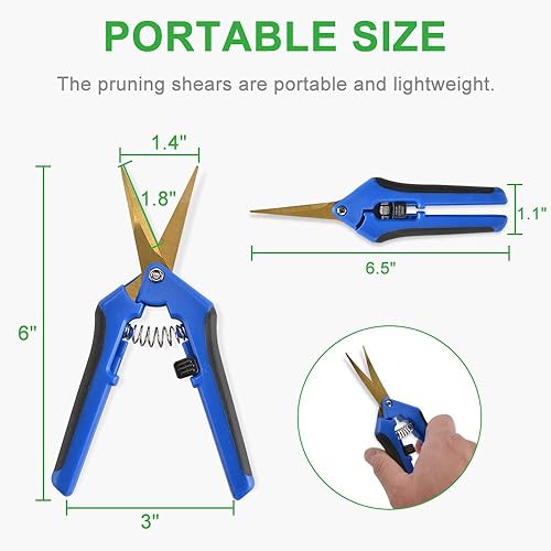 Miniatura 4 de GROWNEER 6 paquetes de tijeras de podar de 6.5 pulgadas con cuchillas curvas, tijeras de podar para jardinería de cannabis, tijeras de podar a mano,