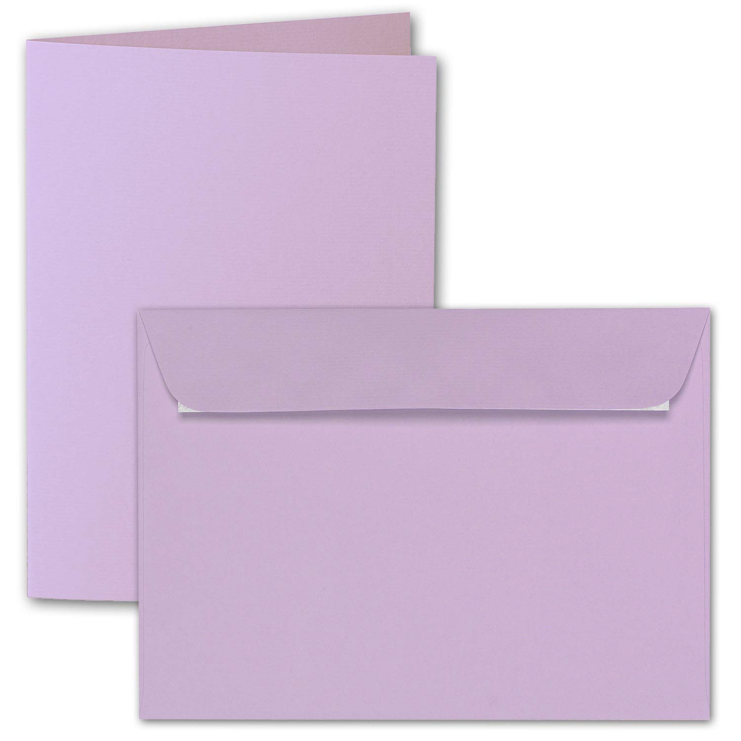 ARTOZ Set di 50 biglietti pieghevoli in formato DIN A5 con buste, colore lilla (viola), 148 x 210 mm, con buste per lettere, 220 g/m²
