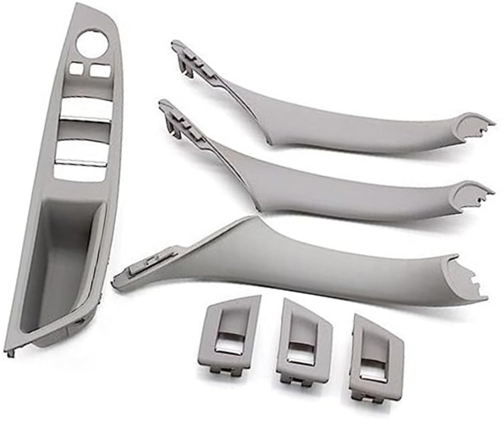 Yurefax Car Door Handle Trim Ponnyc Car Inner Interior Door Handle 7Pcs Lhd Panel Pull Trim Set Window Switch Armrest Pane, for BMW, for 5 for Series F10 F11(Grey)