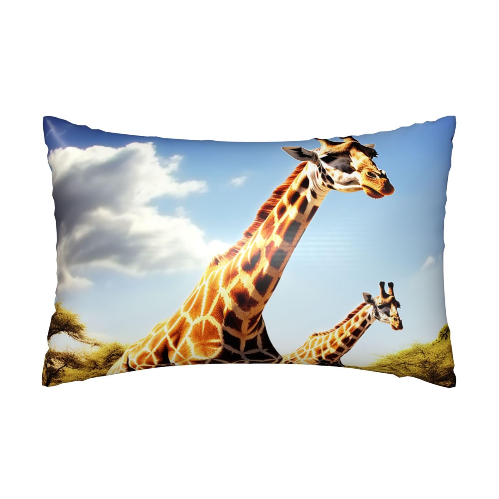 Satin Pillowcase for Hair and Skin, Wild Giraffe Pillow Case Queen Size 20x30 Inches, Cooling Silky Pillowcases with Zipper Ultra Smooth and Soft Pillow Cover for Sleeping