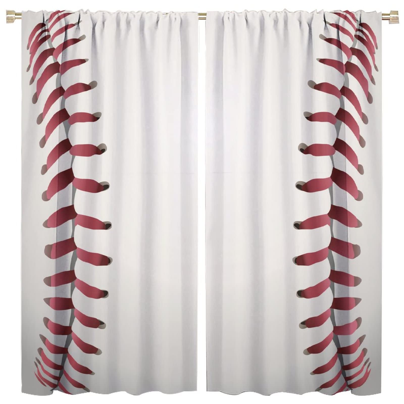 JESTRONRY Boys Sports Curtains,Red Baseball Texture Background Illustration Window Treatments Curtains for Living Room Kids Teens Bedroom Decor W63xL63in