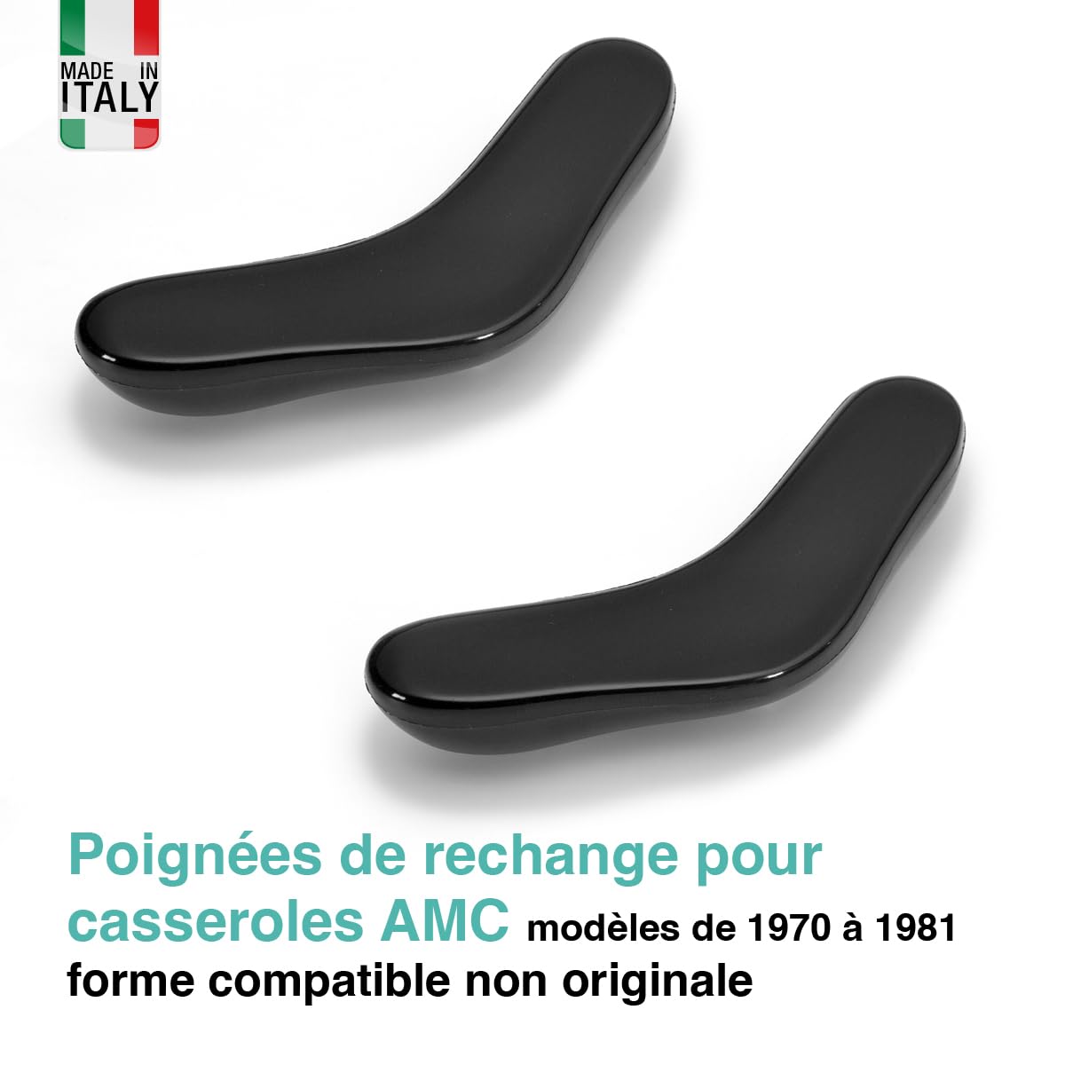 OPPAHA Poignées pot forme non originale mais compatibles AMC – Filetage en laiton et bakélite anti-brûlure – Lot de 2 poignées – Inclus 4 vis en acier inoxydable