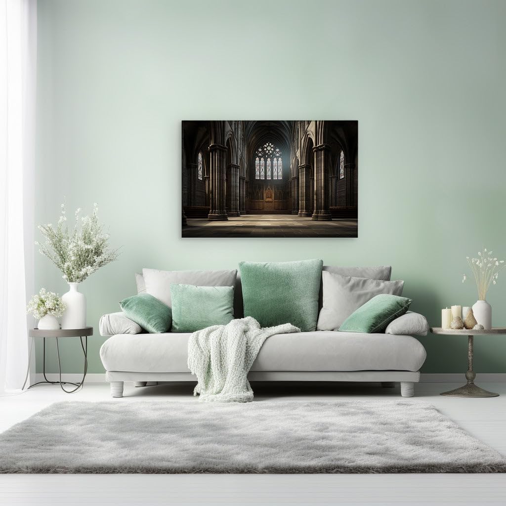 Canvas for Living room. Whispers of Eternity Echoing through the Majestic Solitude of a Cathedral's Grandeur, 27 x 18 inch Canvas Wall Art - Contemporary Masterpieces - Nature Home Decor
