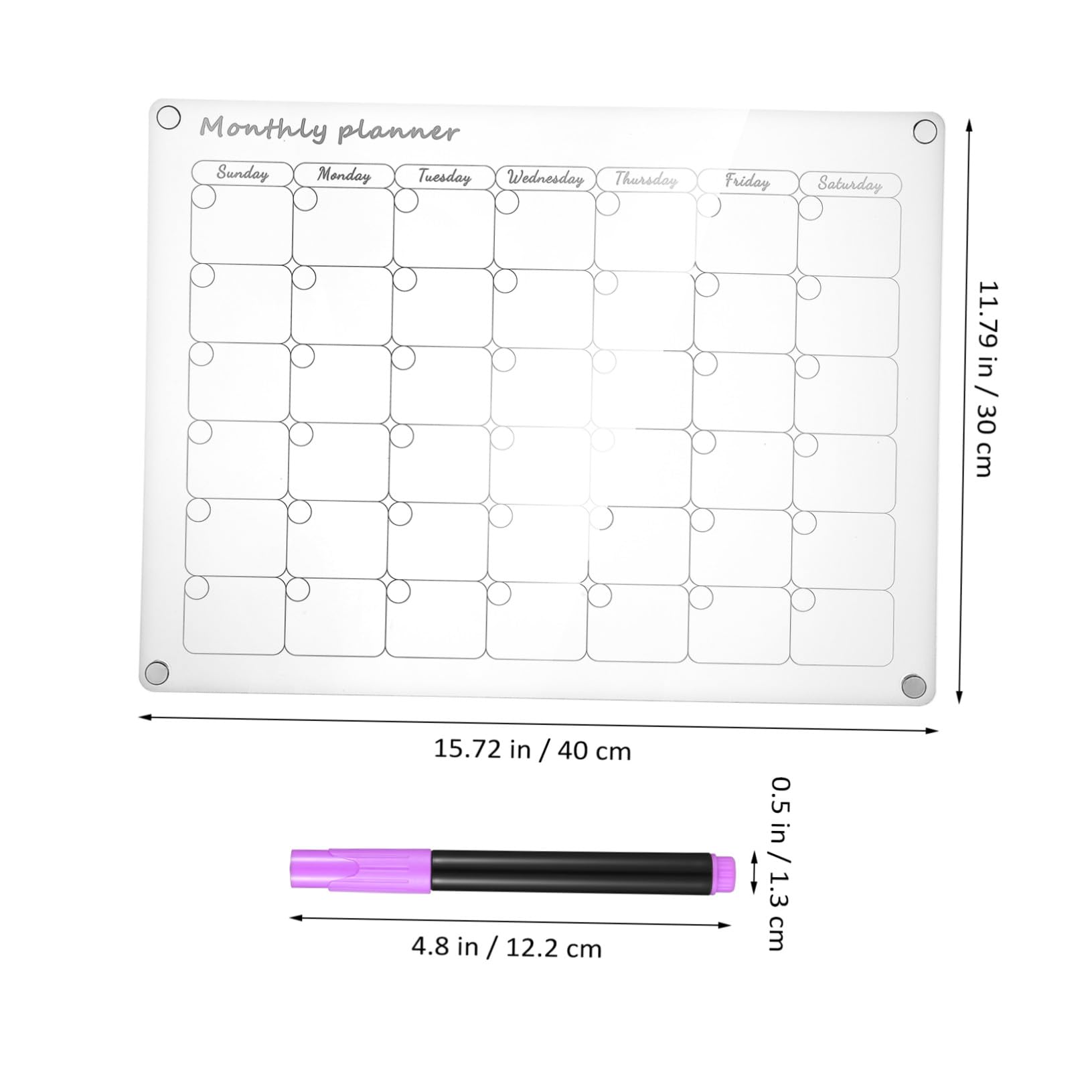 Gadpiparty Magnetische Planungstafel 2 Stück aus Transparentem Acryl mit Anti Rutsch Design und Glatten Kanten für Wochen und Monatsplaner im Büro und Zuhause