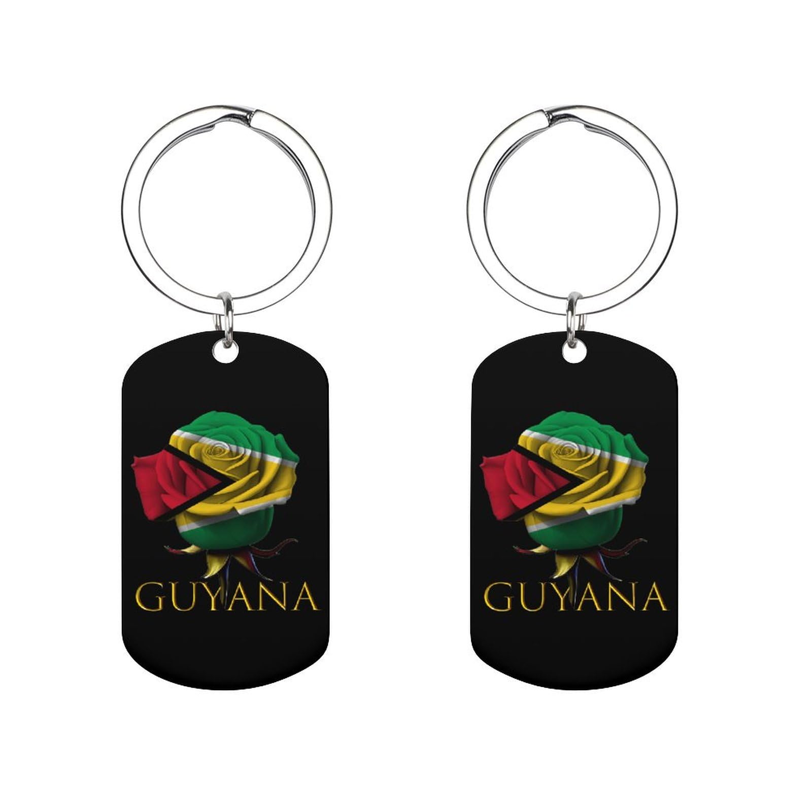 Kwqdozf Unisex Rose Guyanese Guyana Flag Metal Keychain Key Ring For Women Men,Fashion Pattern Keyring For Dad Son Brother Husband Grandson Accessories Holiday Gifts