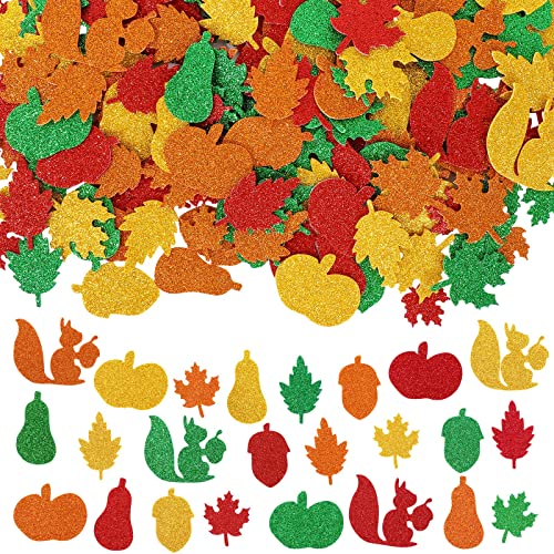 Whaline 224Pcs Fall Foam Stickers Kit Autumn Glitter Maple Leaf S...