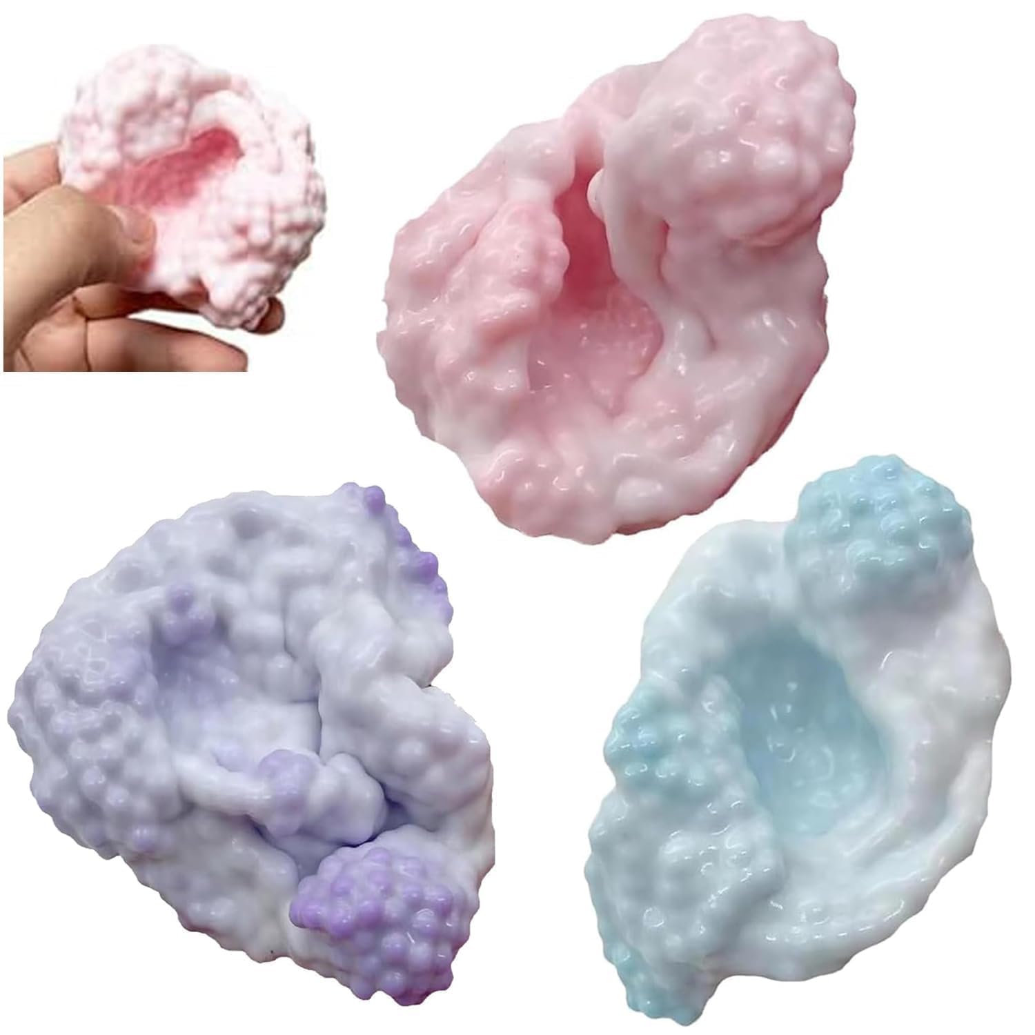 3 Pack Soft Squishy Bead Filled Stress Relief Balls Durable Squeeze Balls