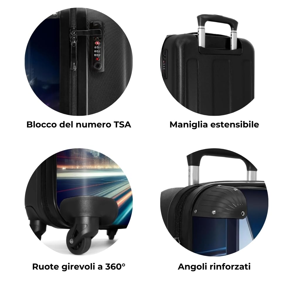 NoBoringSuitcases.com Valigia Trolley Personalizzabile per Bambini, 55x40x20 cm (Basket-ball - Blu Scuro)