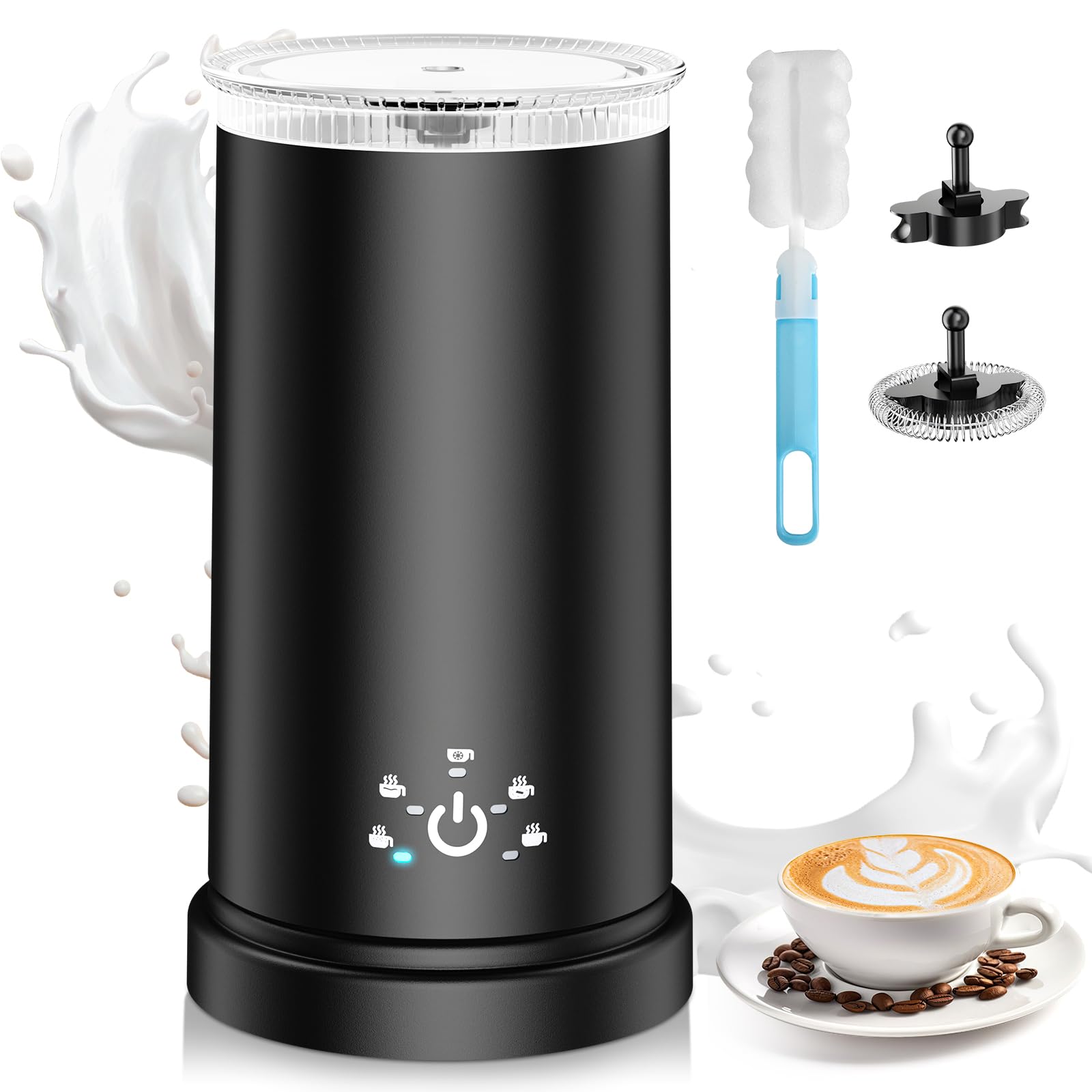 Montalatte Elettrico WMF Stelio - 500W, Per Schiuma Latte Calda/Fredda, Wireless, Cromargan
