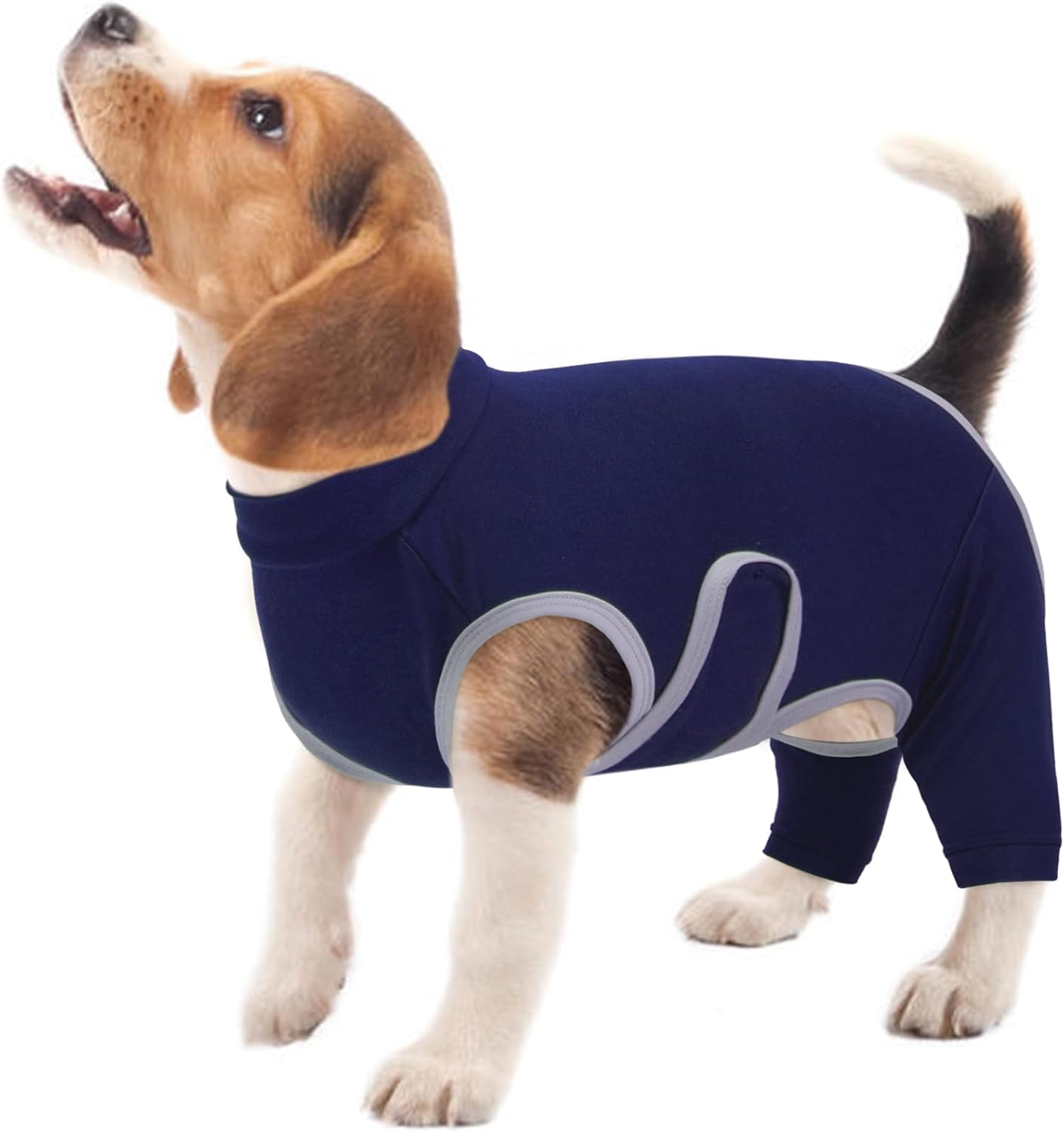 Kuoser Dog Surgery Recovery Suit, Professional Dog Surgical Suit for Back Legs, Soft Dogs Recovery Sleeve to Prevent Licking Biting Wounds, Dogs Onesie After Surgery Elbow Protector, Blue XS X-Small (Back: 9.05"; Chest: 14.17") Blue