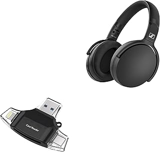 BoxWave Smart Gadget Compatible with Sennheiser HD 350BT - AllReader SD Card Reader, microSD Card Reader SD Compact USB - Jet Black