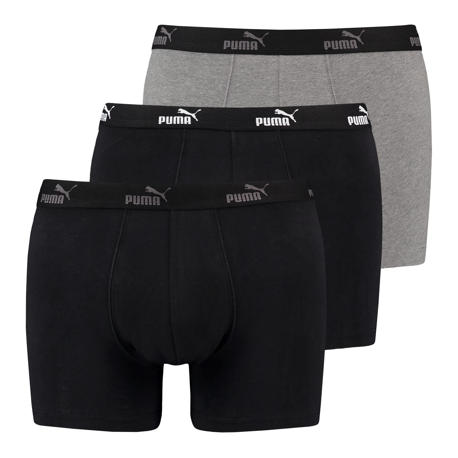 Puma Men's Black 3 X Solid Boxer Shorts Combo Small