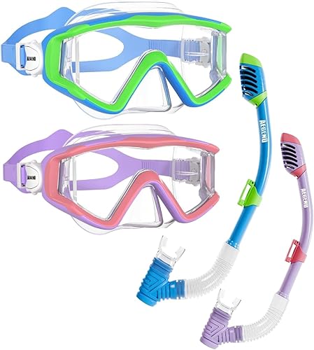 Miniatura 14 de Aegend - Equipo de esnórquel para adultos, jóvenes y niños, juego de esnórquel seco con vista panorámica, tecnología mejorada anti-fuga y anti-vaho,