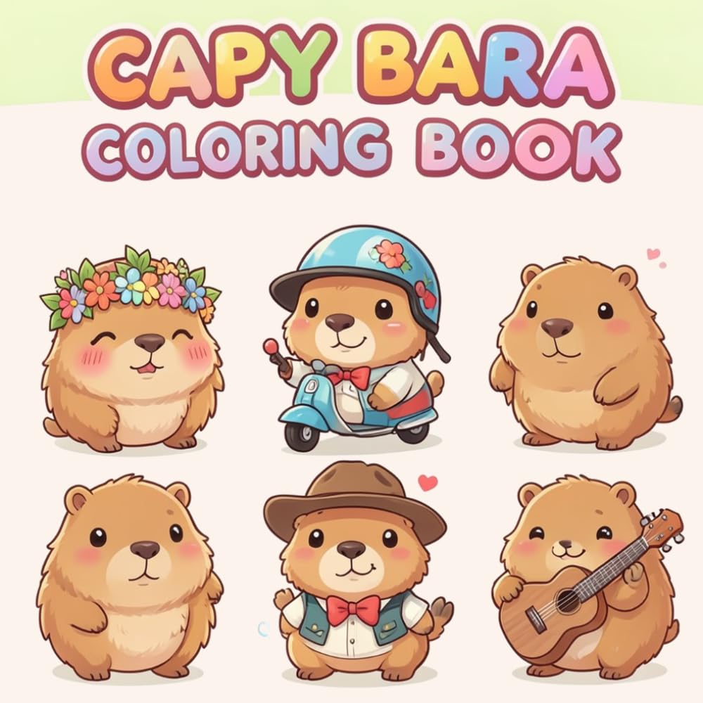 Capybara Coloring Book: Chill Vibes & Cute Designs - 40 Relaxing Scenes for Kids Stress Relief & Fun