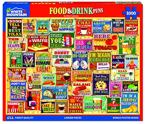 Rompecabezas White Mountain de 1000 Piezas con Frases Divertidas, Tema Comida y Bebida, Piezas Grandes, Regalo para Adultos y Familia, 24"x30" miniatura 1
