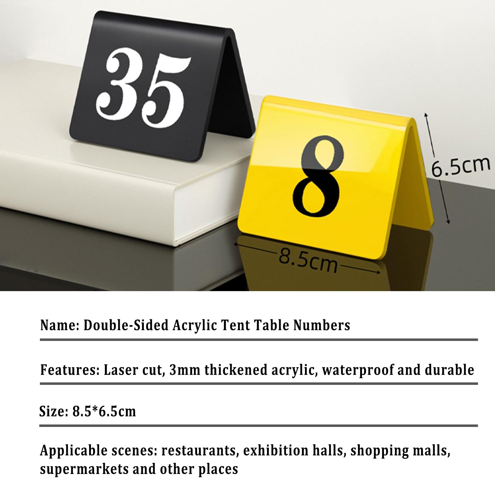 Placas de mesa de acrílico para restaurantes, La tabla echada a un lado doble de acrílico la tienda numera 1-50 multicolor for el acontecimiento del banquete recepción nupcial(Brown,1-50)