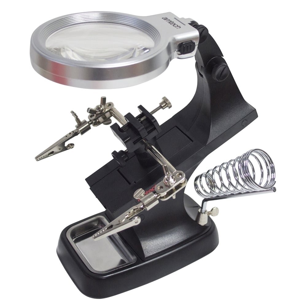 Am-Tech S2880 Helping Hand Magnifier 10x LED Light - Red (1-Piece)