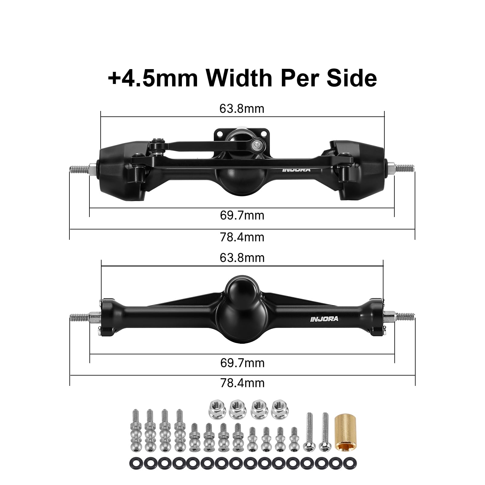 INJORA Osie planetarne +4,5 mm półosie podwójne skrzydła do SCX30