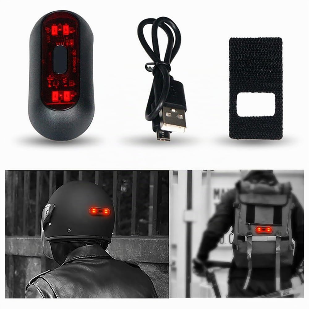 Riloer Luz Trasera LED para Bicicleta Trasera, Luz Nocturna para Casco de Motocicleta, Recargable por USB, para Casco de Bicicleta, Mochila, lámpara Deportiva, Tira de señal de Seguridad
