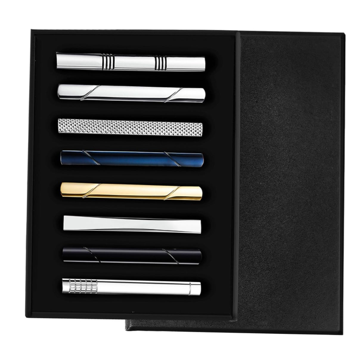 CALLARON 8piezas Clips De Corbata De Cobre Para Hombre Pasadores De Necktie Elegantes y Duraderos Estuche De Accesorios Para Ocasiones De Negocios y Eventos Formales